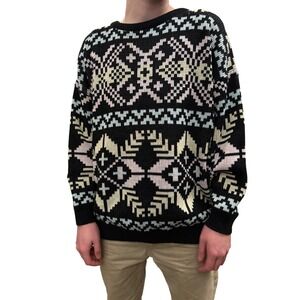80s Pastel Geometric Print Crewneck Sweater‎